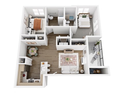 2 Bedroom 2 Bath Floor Plan at The Arvon, Washington